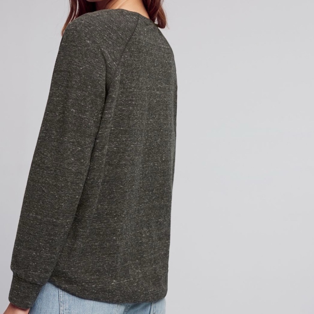 SUNDRY BLACK SPACE DYE LONG RAGLAN SLEEVE EMBROIDERED PLAY SWEATSHIRT SZ 1/SMALL - Picture 7 of 8